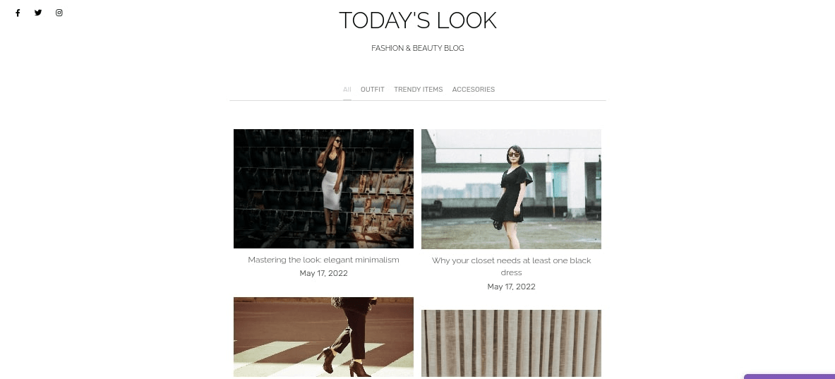 null Fashion blogger template on Strikingly